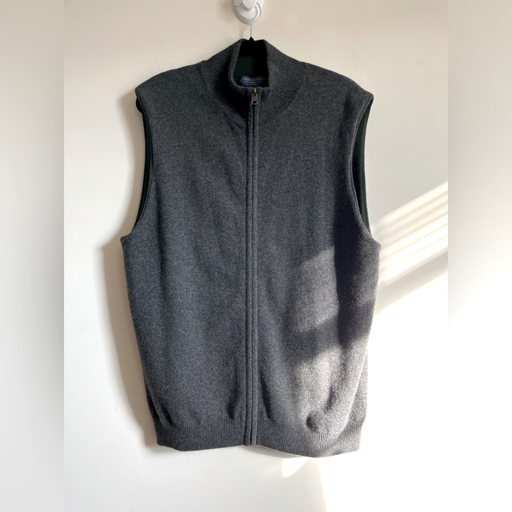 Joseph & Lyman men’s reversible Cashmere Full Zip Sweater Vest Gray/Green Sz L